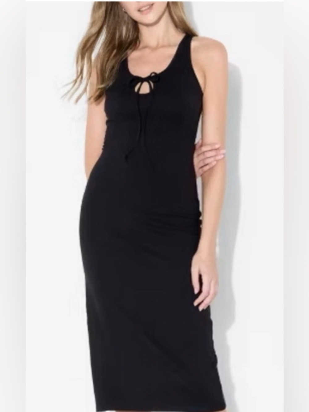 wild fable Black Tie-Front Tank Maxi Dress